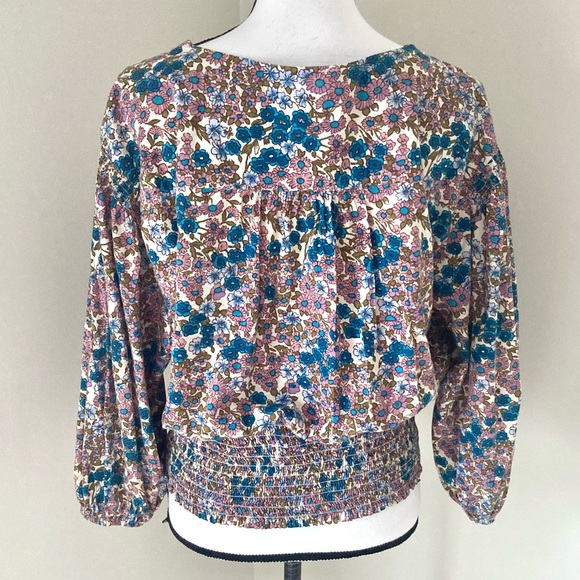 Anthropologie Maeve Odette Smocked Floral Top Size L - Picture 5 of 11